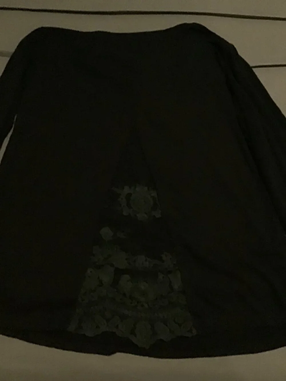 Women's XL Black Long Sleeve Lace Sleeve & Back Blouse